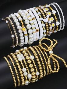 Bộ vòng tay thánh giá ngọc trai giả hạt đơn giản 18/15/16/14 chiếc, Quà tặng cho phụ nữ, Kỳ nghỉ, Hẹn hò, Sinh nhật, Trang phục hàng ngày, Phụ kiện dự tiệc - phong cách 1 - Xem 14