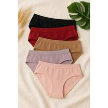 Kit With 3, 5 Or 10 Camila Women's High Waist Panties 100% Cotton/Premium Cotton – Extreme Comfort, Anatomical Waistband, Perfect Fit And Elegant Colors For Everyday Life! - 彩色 - 查看 1