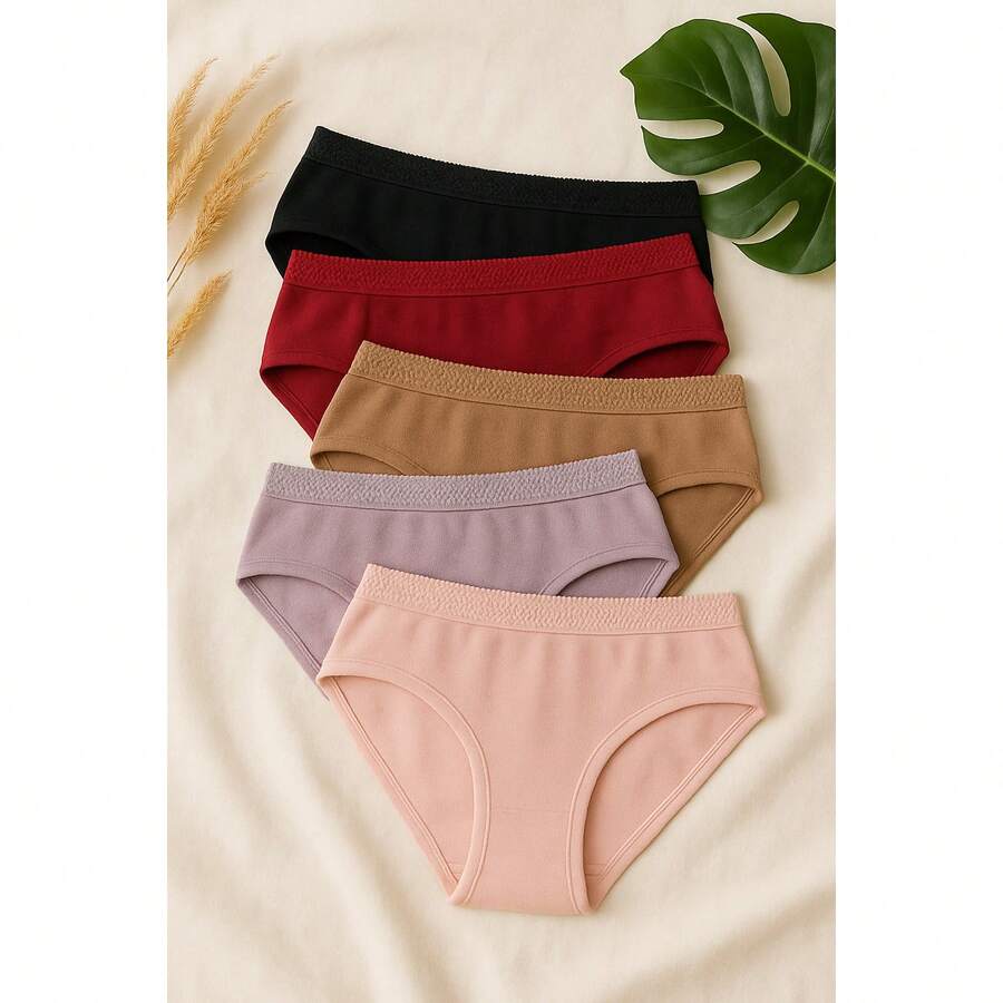 Kit With 3, 5 Or 10 Camila Women's High Waist Panties 100% Cotton/Premium Cotton – Extreme Comfort, Anatomical Waistband, Perfect Fit And Elegant Colors For Everyday Life! - 彩色 - 查看 1