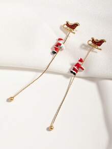 1 Pair Cute Versatile Cartoon Santa Claus & Christmas Tree Holiday Earrings - Multicolor - View 2
