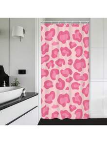 Leopard Print Shower Curtain With Hooks, 66x72 Inch Cute Girl Modern Simple Cheetah Abstract Aesthetic Rustic Minimalist Contemporary Vintage Bathroom Decor Polyester Waterproof - Báo hồng - Xem 4