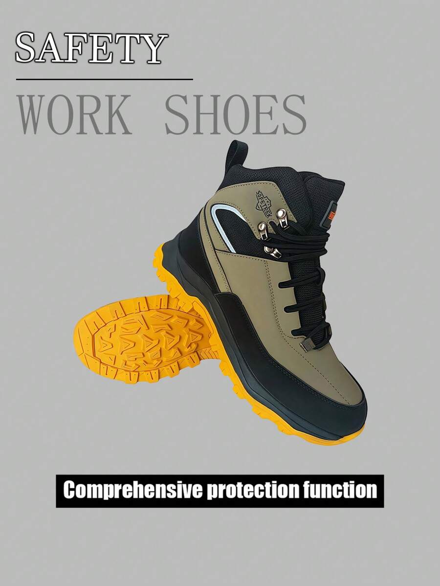 Men's Protective Shoes, Impact And Puncture-Resistant Steel-Toed Work And Sports Shoes, Lightweight Waterproof Upper Material, All-Day Comfort For Wearing, Kevlar Midsole For Puncture Resistance