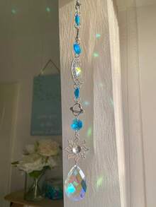 1 đồ trang trí treo xua đuổi chim bảo vệ thực vật, trang trí sân vườn ngoài trời, ngôi sao mặt trăng hoa Dreamcatcher - Nhiều màu - Xem 8