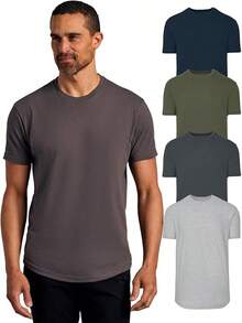 Mens T-Shirts – Curved Hem Tee Mens, Hipster Shirts For Men, Long Tail T Shirts For Man, Drop Cut Lounge/Sleephalloween - Staple (4-pack) - View 1
