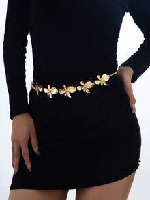 1pc Fashion Starfish & Shell Faux Pearl Waist Chain, Suitable For Women Beach Resort Wear - Yellow Gold - View 7