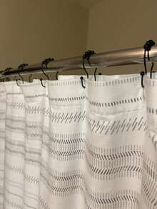 12pcs Stainless Steel Black Shower Curtain Hooks, Rust-Proof Curtain Rings, Smooth And Anti-Drop Double Curtain Rings. Electroplated To Prevent Rust And Corrosion, Suitable For Bathroom Environment. - Multicolor - View 9