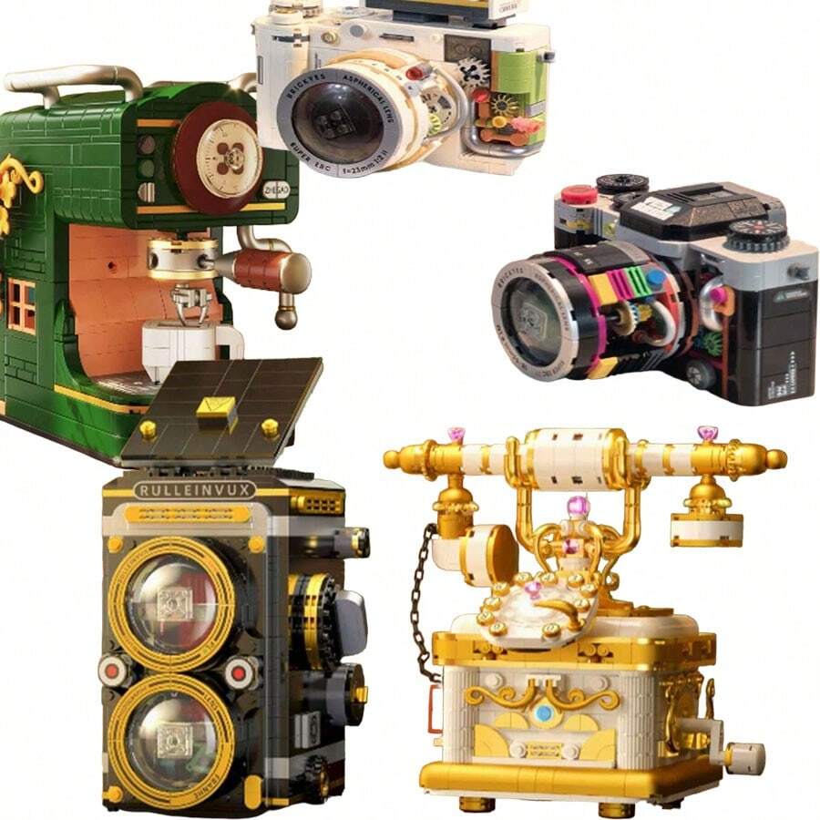 Bloques de construcción de mini cuentas DIY Ensamblaje Máquina de café vintage, serie de teléfonos, cámaras al por mayor