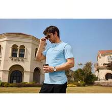 Henley Shirts Slim Fit Button T-Shirthalloween - 淺藍色 - 查看 9