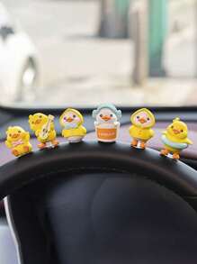 Six Mini Duck Car Center Console Display Pieces Of Cute Interior Decoration - Multicolor - View 3