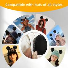 磁性米老鼠耳朵，可拆卸磁性耳朵，适用于棒球帽、卡车帽、连帽衫等，轻盈天鹅绒材质，轻薄柔软，是主题公园、派对、万圣节、圣诞节、角色扮演等场合的理想帽子配饰装饰礼物。 - 彩色 - 查看 7