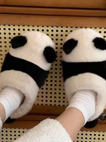 Fashionable Cute Panda Design Slippers, Cartoon Indoor Slippers, Warm & Comfortable Slippers For Women, Couples, Autumn/Winter