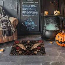 1 Stück Fledermaus-Themen Flanell dekorativer Fußabstreifer, geeignet für Veranda, Schlafzimmer, Wohnzimmer, Esszimmer, Küchen-Eingänge, leicht, einfach zu reinigen, langanhaltend, maschinenwaschbar, bedrucktes Design, verschiedene Größen erhältlich - Mehrfarbig (Neu) - Übersicht 4