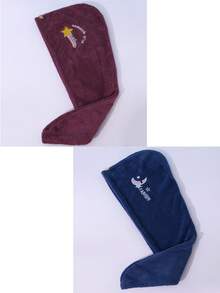 3/2/1件装加厚珊瑚绒卡通刺绣吹风帽，吸水三角干发巾，发帽，浴帽，护发产品及配件，适用于理发店、美容院、旅行、返校季、度假、女士发饰，也适用于美容院、酒店、运动、居家、毛巾、护肤干发巾 - 彩色 - 查看 50