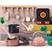 68pcs/93pcs Pink/Green Doll Kitchen Toys, Little Chef Toy Set, Simulated Kitchen Utensils Set, Lids, Scissors, Kitchen Toys, Children Toys