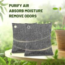 1pc Classic Linen Gray, 100% Natural Bamboo Charcoal Bag, No Chemical Additives, Suitable For Home And Various Scenarios, Naturally Purifies Air To Be Cleaner And Healthier, Applicable To Kitchen, Bedroom, Study, Wardrobe, Shoe Cabinet, Sports Bag, Boxing Gloves And More. Can Be Freely Combined And Moved, Usable All Year Round.