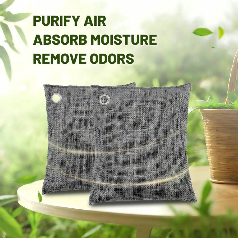 1pc Classic Linen Gray, 100% Natural Bamboo Charcoal Bag, No Chemical Additives, Suitable For Home And Various Scenarios, Naturally Purifies Air To Be Cleaner And Healthier, Applicable To Kitchen, Bedroom, Study, Wardrobe, Shoe Cabinet, Sports Bag, Boxing Gloves And More. Can Be Freely Combined And Moved, Usable All Year Round.