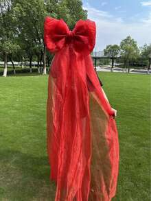 红色大蝴蝶结圣诞派对装饰，巨型圣诞蝴蝶结派对背景装饰，大型欧根纱巨型蝴蝶结悬挂装饰，适用于圣诞节、婚礼派对、家居装饰、圣诞装饰、房间装饰、冬季圣诞装饰、家居圣诞礼物、圣诞装饰