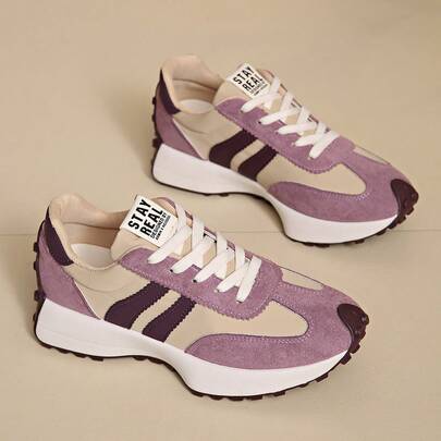 复古厚底运动鞋，加厚鞋面，适合跑步，女款