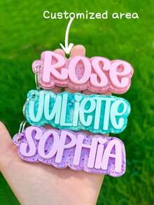 One Piece Of Customized Personalized Keychain/Acrylic Keychain/Diaper Bag Label/Lunch Box Label/Backpack Name Label/General Label/Acrylic Name Label/Autumn And Winter Name Label/Suitable For Birthday Gifts, Back To School Season, Christmas, Easter, Christmas And Other Holiday Gifts,Christmas Gift Supplies - Multicolor - View 1