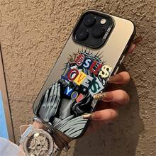 1pc Vintage European American Ins Style Matte Khaki Thorn Wreath Jesus Praying Portrait JESUS LOVES YOU Scrapbook Style Colorful Collage Letter Phone Case Faith Artistic Atmosphere Unisex Full Coverage Anti-Drop Soft Shell Compatible With IPhone All Series, Compatible Models: IPhone17/17Pro/17ProMax/16/16Plus/16ProMax/16e/15ProMax/11/12/12Pro/12ProMax/13Pro/13ProMax/14/14Pro/14ProMax - Black Frame Silver Gray - View 3