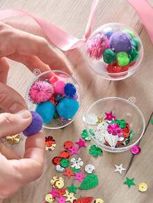 26个不同尺寸的透明球，10个球，亚克力透明装饰球，5个球填充3cm/4cm塑料，超大透明塑料填充圣诞饰品，现代破碎小玩意，用于DIY工艺品圣诞装饰 - 無色 - 查看 3
