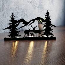 Portavelas decorativo de metal, candelabro de hierro forjado con corte láser, diseño lindo y elegante para velas de té, accesorios de decoración del hogar, regalo, decoraciones navideñas, decoración de habitación, regalos de Navidad