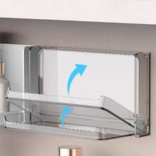 1pc Bathroom Mirror Cabinet Storage Box, Minimalist Makeup Remover Pad Organizer Rack, Dorm Room Essential