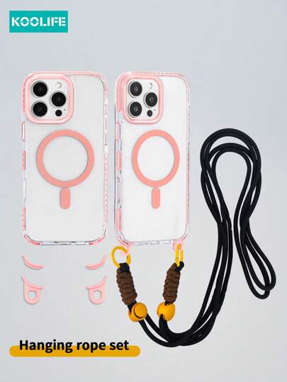 Koolife 1 件高透明度 2.0 毫米 PC 背板，带磁性无线充电、可拆卸挂绳孔支架、侧面彩色镶嵌、模制镜头框架、全覆盖手机保护壳，兼容 17 ProMax/17/17 Pro/17 Air/16/16 Pro/16 Plus/16 ProMax/11/11 Pro/11 ProMax/12/12 Pro/12 ProMax/13/13 Pro/13 Plus/14/14 Pro/14 Plus/14 ProMax/15/15 Pro/15 Plus/15 ProMax