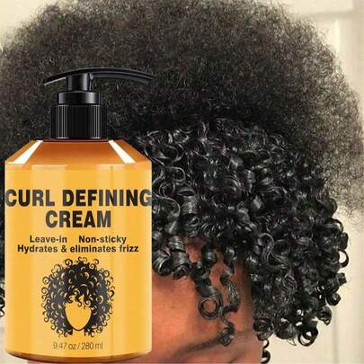 9.47 盎司，1 包摩洛哥坚果油卷发定型霜，防毛躁，增强弹性，保湿，持久造型，适合干发和卷发的护发产品，造型产品，蓖麻油卷发定型霜，积极的诗歌，打造华丽的秀发。