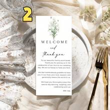 50pcs Minimalist Wedding Dining Table Thank You Cards, Thank You Napkins, Dining Table Thank You, Green Plants, Seating Arrangement Thank You Cards - Many - View 5