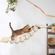 Wooden Cat Bridge, Cat Climbing Wall, For DIY Catwalk, Cat Hammock And Cat Wall For Most Kittens, Medium And Large Cats, 32.5 * 15.5 * 85 Cm - 原木色 - 查看 2