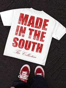 Made In The South "Anti Involution Nuclear Bomb: Cup+Anti Involution Slogan Street Party Feeling, Wild Flavor Is The Hardcore Fusion Of Street Culture And" Southern Genes, Anti Involution Philosophy "  ... Value Declaration T-Shirt, Burning Bright, No Outing, Strength, Respect Streetwear Shirt, Hometown Flag, Warning, Fashion Clothing, Pattern T-Shirt For Women, Interesting Pattern T-Shirt, Pattern T-Shirt For Men, 100% Cotton T-Shirt, Designed For Youth And Fashion. They're Here, Perfect For Casual Wear And Street Style. They Are Excellent Gifts For Friends And Family. - 白色 - 查看 2