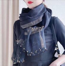 Womens Scarves Lightweight Silk Scarf Shawls And Wraps For Evening Dresses Summer Beach Wedding Shawl Giftshalloween - 藍色 - 查看 7