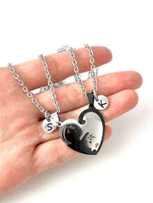 Matching Couples Cat Necklace Or Keychain Set, Best Friends, Kitty, Animal Lovers, Kitten, Gift For Boyfriend Girlfriend, Anniversary - Multicolor - View 2