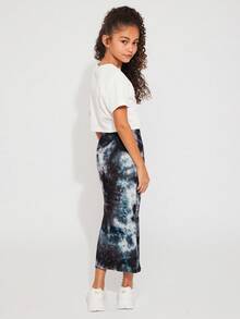 Radiana Falda ajustada de cintura alta con efecto tie-dye, informal para niña preadolescente - Multicolor - Ver 2