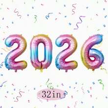 Zestaw 4 balonów foliowych z cyframi 2026, 32 cale, 2026, dekoracje imprezowe, idealne na przyjęcia urodzinowe, spotkania, rocznice, święta, imprezy plenerowe, tworzenie atmosfery, tło do zdjęć