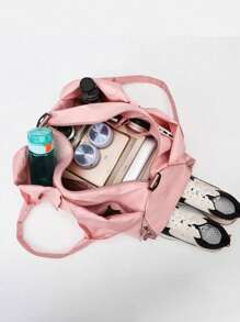 1pc Unisex Fitness/Travel Duffel Bag With Shoe Compartment, Suitable For Swimming, Basketball And Other Sports, Large Capacity Yoga/Gym Bag For Women, Durable Polyester Material, Zipper Closure, Hand Wash Recommended, Sports Accessories