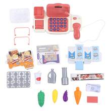 Simulación de juguete de caja de efectivo multifuncional Play Cashier Toy con micrófono - Rojo y blanco - Ver 4