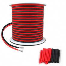 1pc 16-30 AWG 2-Color Red & Black Flexible Tinned Copper Wire For LED Strip Lights - 18-30 AWG, 110V/220V, Hard-Wired, No Battery Needed, Metal Conductor, LED Lighting | Flexible Wiring | Tinned Copper Wire, LED Accessories