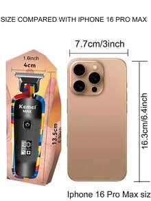 Kemei KM-MAX5090 專業理髮器 T-Blade 0mm 零間隙雕刻理髮器 C-Type 男士塗鴉設計鬍鬚修剪器 男友禮物 - 彩色 - 查看 3