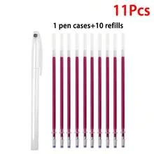 Set de 11/24 piezas con 20 recambios de bolígrafos marcadores de tela de alta temperatura de colores variados con 4 estuches, bolígrafos marcadores de tela borrables con calor para costura, sastrería y acolchado (color de tinta de bolígrafo rojo aleatorio) - Multicolor - Ver 18