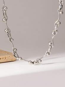 1 件不锈钢时尚项链首饰，适合日常佩戴、礼物 - 銀色 - 查看 2