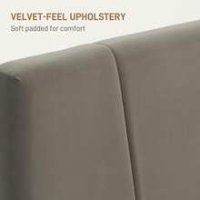Velvet-Feel Grey Double Bed Frame With Stylish Headboard - Chic And Comfortable Design For Modern Bedrooms - one-size - View 2