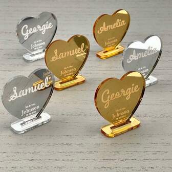 10/30/50/100/200 Stück personalisierte Hochzeit Tischnummern Karten, Spiegel Gold Acryl Material, Souvenirs/Gastgeschenke/Sitzordnung