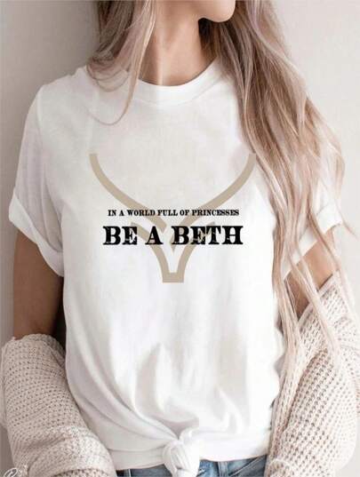 Beth Dutton Print Women's Tees Funny Yellowstones T-Shirts Summer Trendss Female Ladies Shirts Youthful Womens Clothing