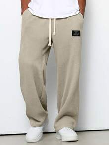 Men's Spring And Autumn  Loose Hanging Straight Leg Sweatpants, Wide Leg Sports Casual Pants - 灰色 - 查看 2