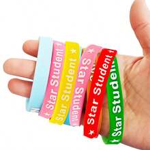 hoojojo 1/3/5/10 Peças Pulseiras de Silicone, Braceletes de Recompensa de Aluno Estrela, Elásticos de Borracha Motivacionais Elásticos, Acessórios de Recompensa de Aprendizagem Divertidos para Sala de Aula, Lembrancinhas Fofas de Festa, Decorações, Acessórios Diários, Decoração Criativa para Casa, Itens Essenciais para Voltar à Escola, Acessórios de Interação Significativa Pais-Filhos, Adequado para Famílias, Salas de Aula, Festas