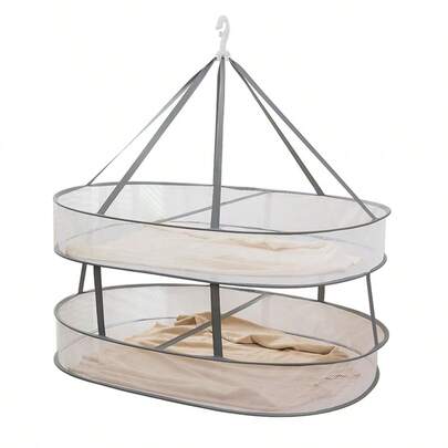 3-Tier Folding Clothes Drying Rack For Indoor Outdoor Use, Space Saving Freestanding Laundry Stand With Windproof Sweater Drying Net, Heavy Duty Aluminum Frame, Multi-Deck Airer For Delicates, T-Shirts, Towels, Bedding, Quick Dry, Year-Round Home Laundry Organizer For Small Apartments, Dorm Rooms, Condo Living, Space-Optimized For Shared Spaces Compact Closets Budgets