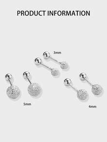 1PC S925 Sterling Silver Matte Threaded Screw Thread Round Bead Navel Stud, Simple, Fashionable And Versatile Navel Stud For Ladies - Single Belly Button Nail - View 3