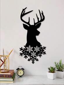 1 PIEZA Adorno colgante de ciervo de metal navideño, transmite un ambiente festivo con elementos de copos de nieve y estrellas, puede decorar espacios, adecuado para salas de estar, árboles de Navidad, tiendas, fiestas - Opción de regalo de calidad, regalo del Día de la Mujer - Decoraciones, Decoración del hogar, Decoración de pared, Decoración de habitación, Decoración de sala de estar, Decoración de la casa, Arte de pared enmarcado, Arte de pared con marco, Decoración de baño, Decoración de otoño, Decoración de invierno